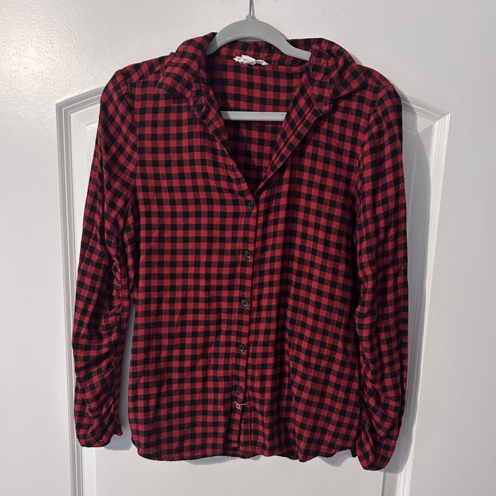 beachlunchlounge Red and Black Buffalo Plaid Shirt